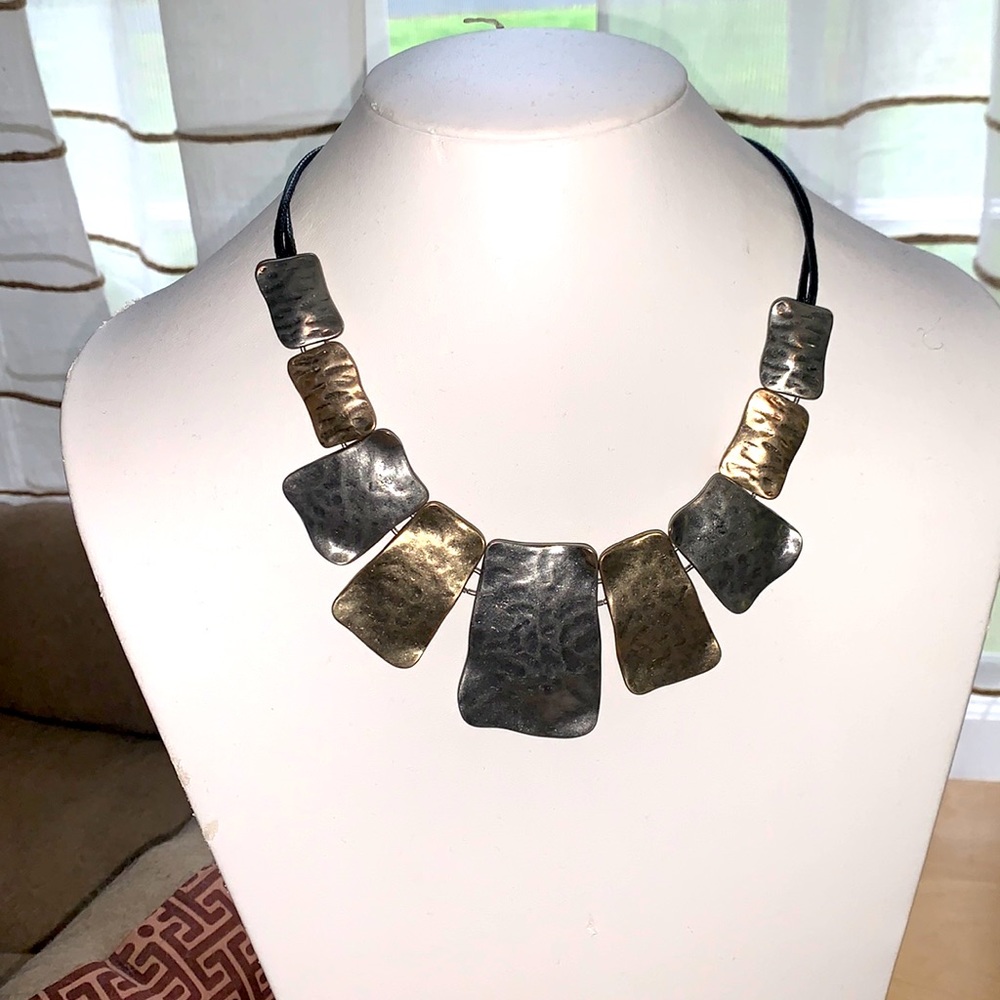 Silver and gold statement necklace from Chico’s